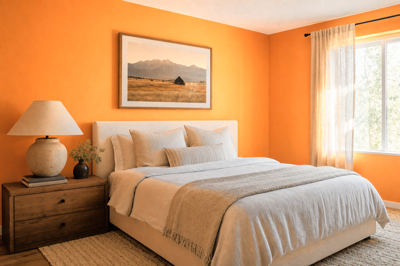 Pumpkin Burst by Valspar on interiors