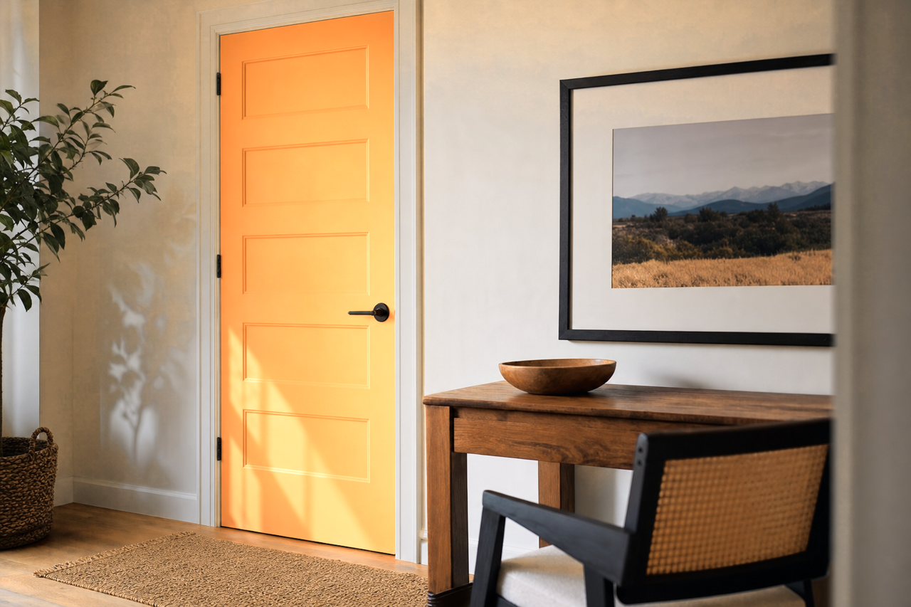Orange Ice by Valspar on interior-doors