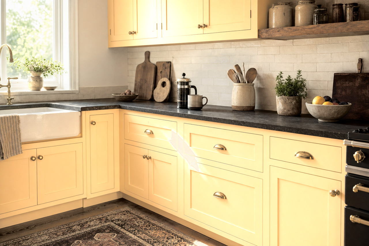 Sand Swept by Valspar on cabinets