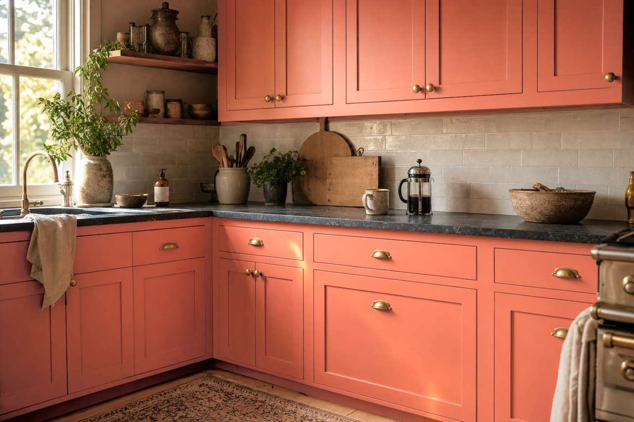 Spanish Dancer by Valspar on cabinets