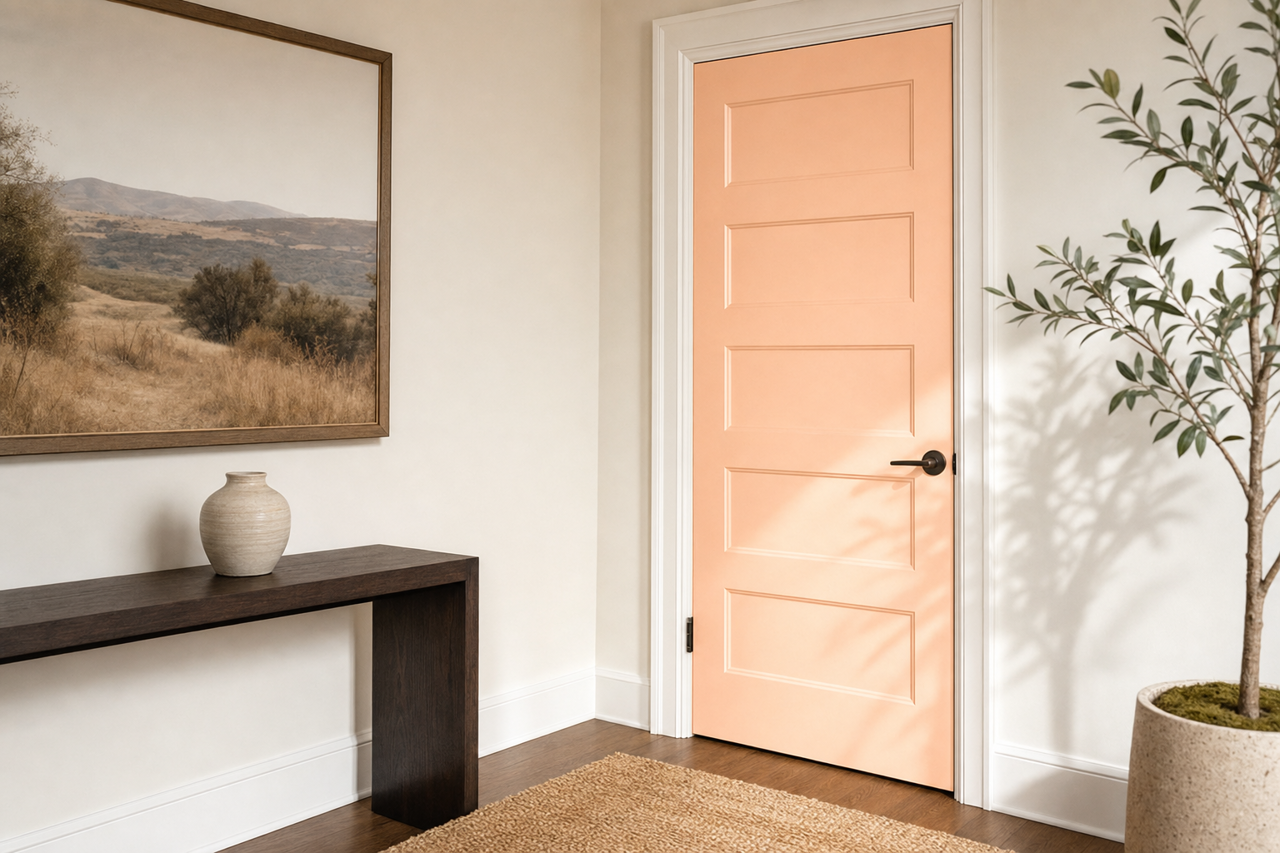 Coral Peach by Valspar on interior-doors