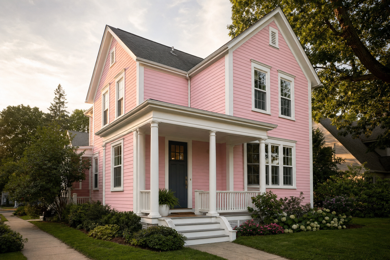 Pink by Benjamin Moore on exterior