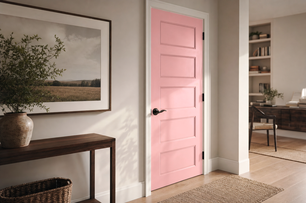 Pink by Benjamin Moore on interior-doors