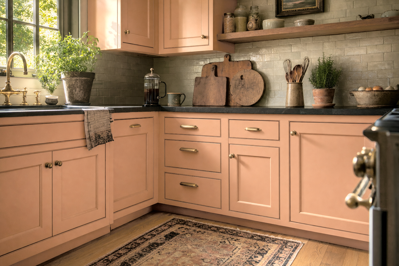 Ginger Bite by Valspar on cabinets