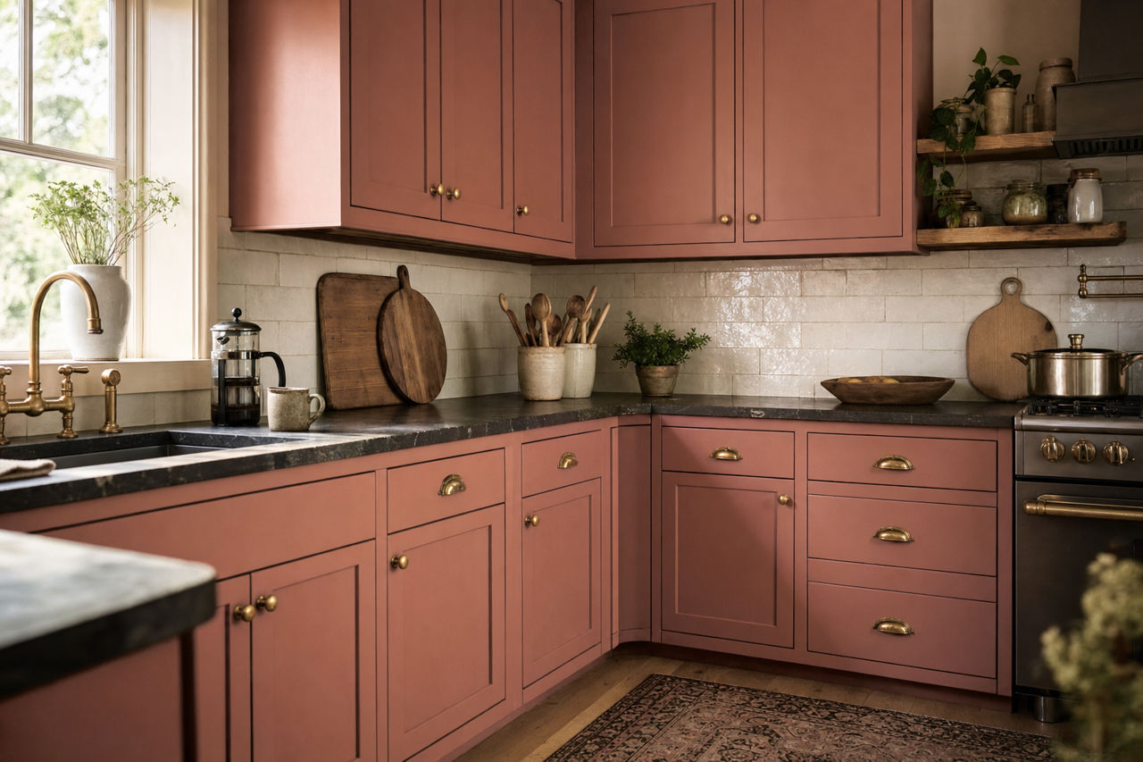 Rio Grande Mud by Valspar on cabinets