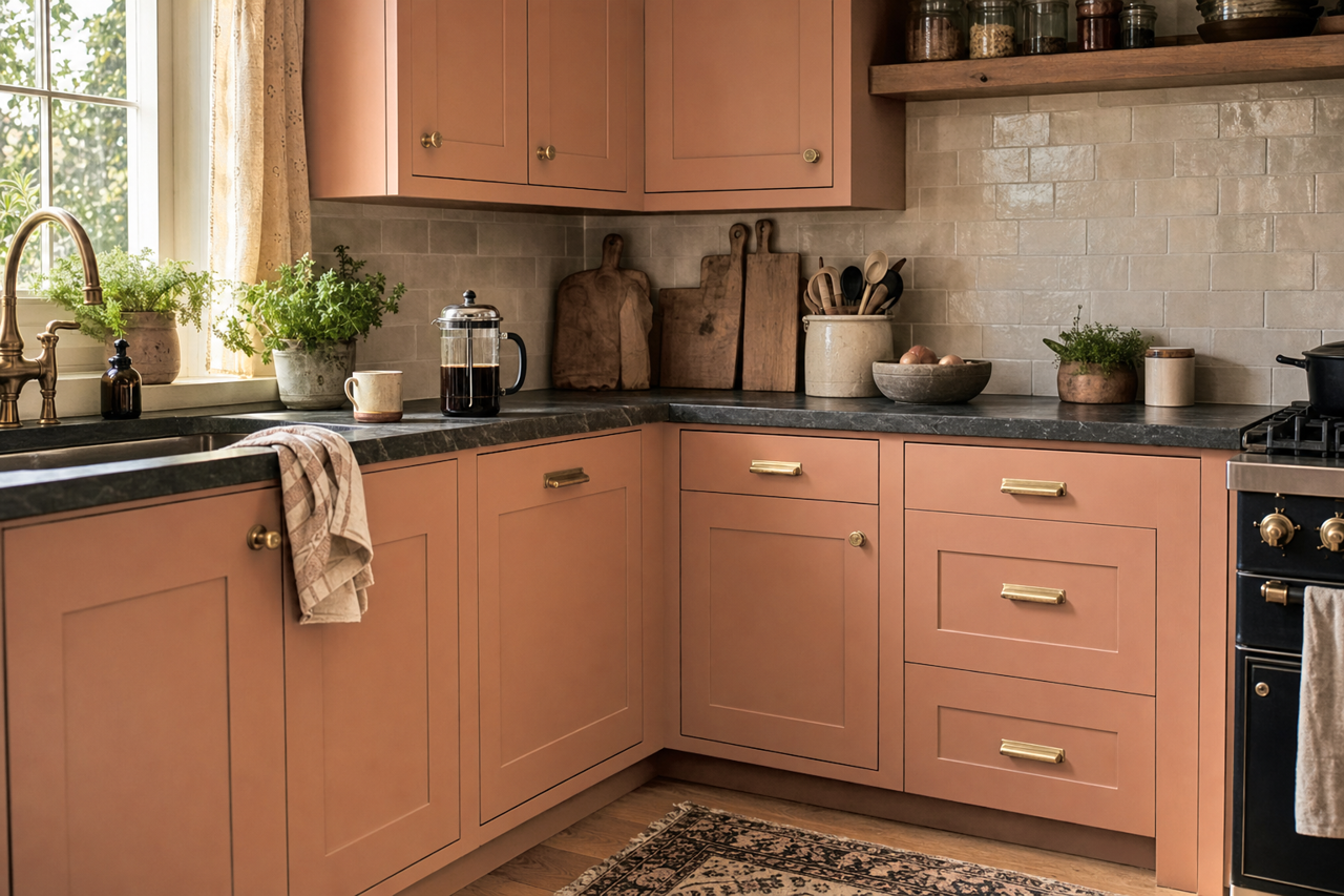 Terra Cotta Trail by Valspar on cabinets