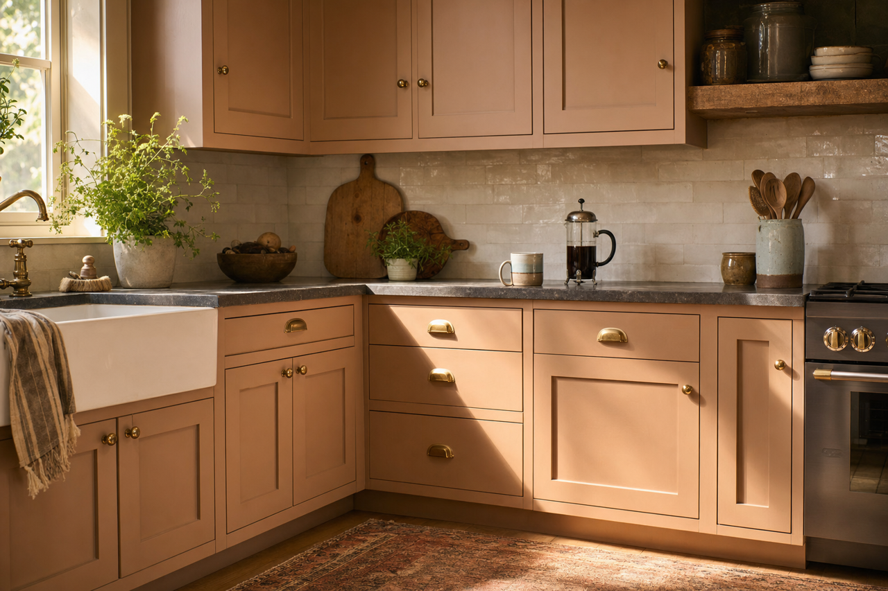 Delta Sandbar by Valspar on cabinets