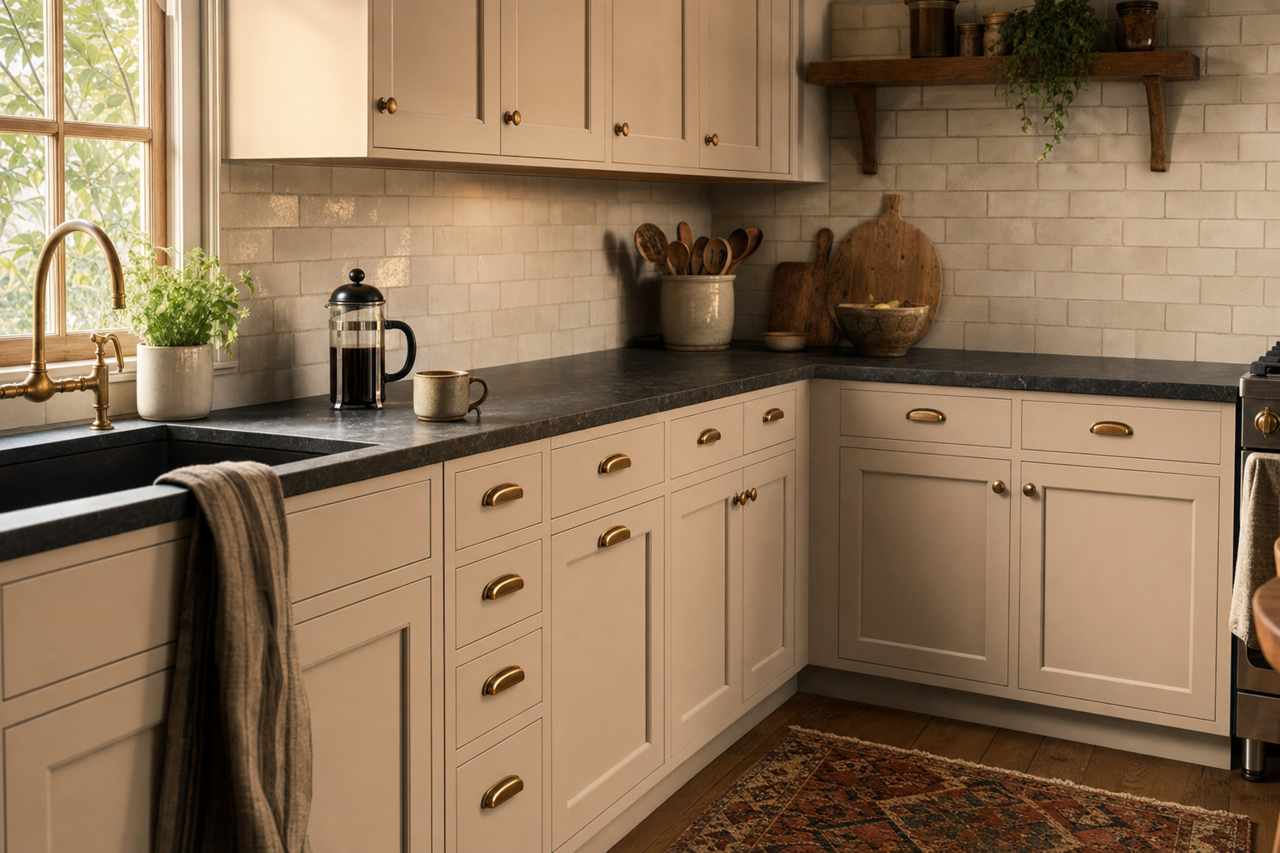 Gallery Grey by Valspar on cabinets