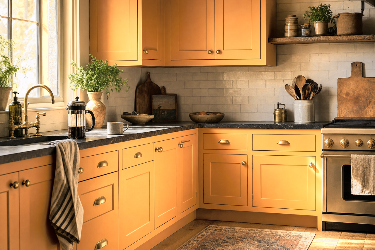Toasted Honey by Valspar on cabinets