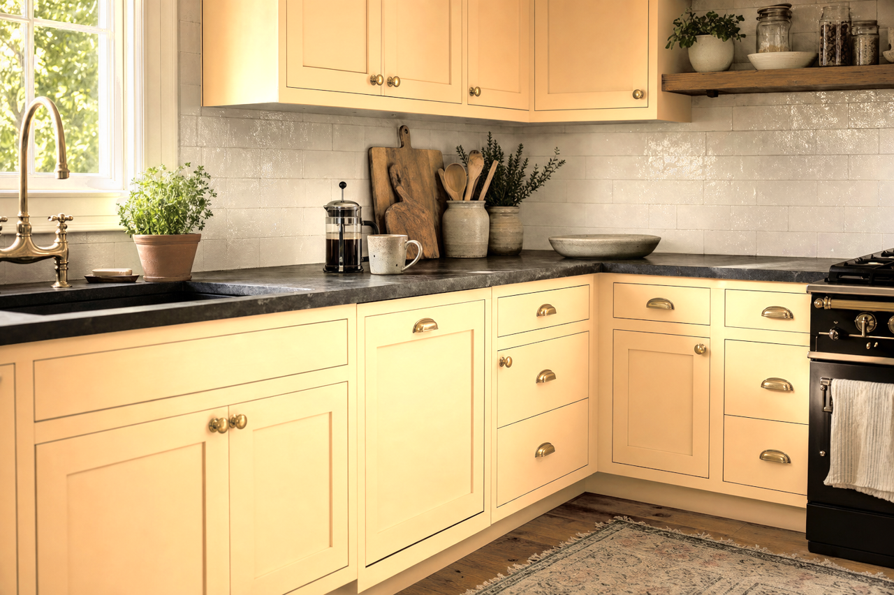 Iced Tea by Valspar on cabinets