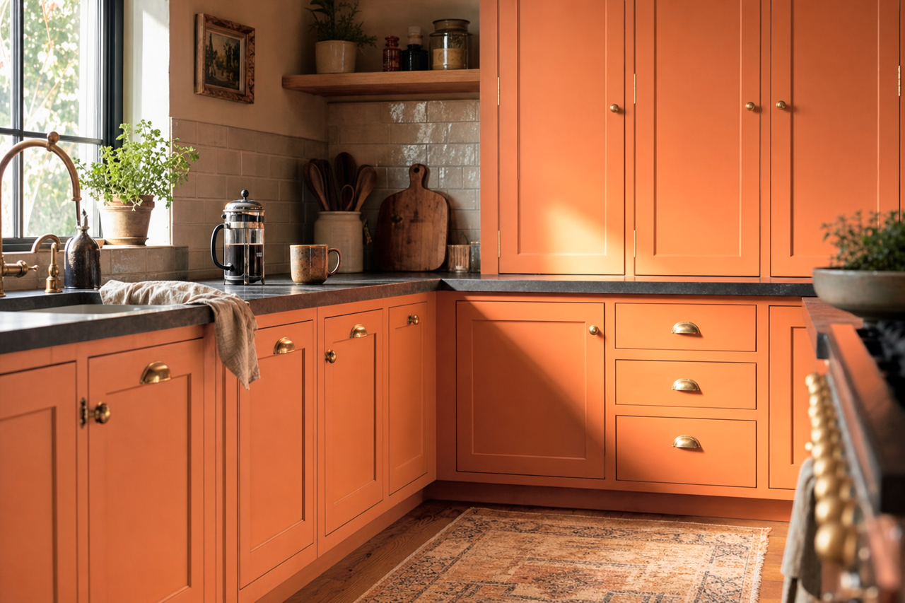 Roasted Squash by Valspar on cabinets