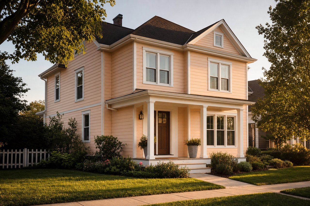 Peach Champagne by Valspar on exterior