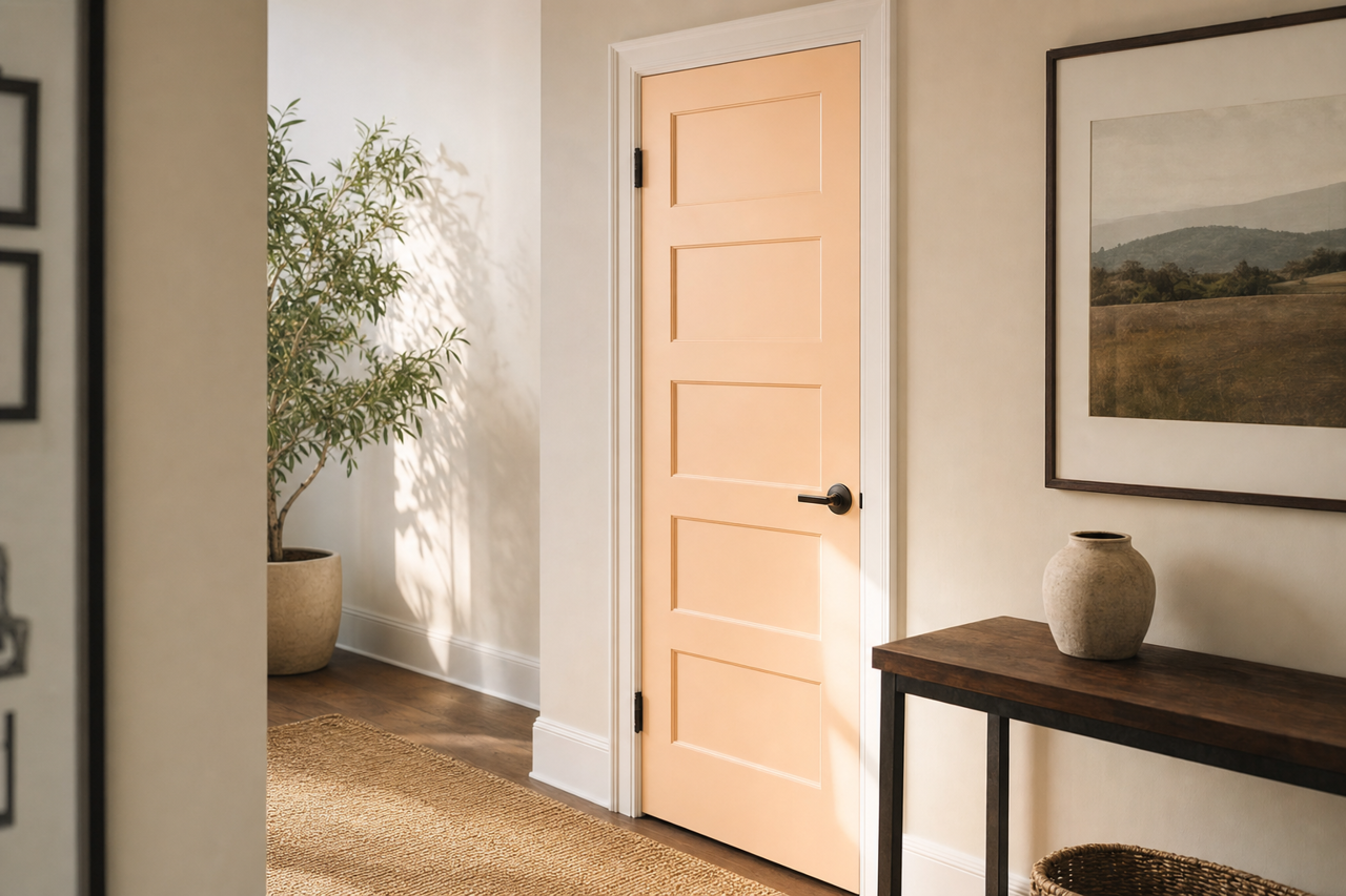 Peach Champagne by Valspar on interior-doors