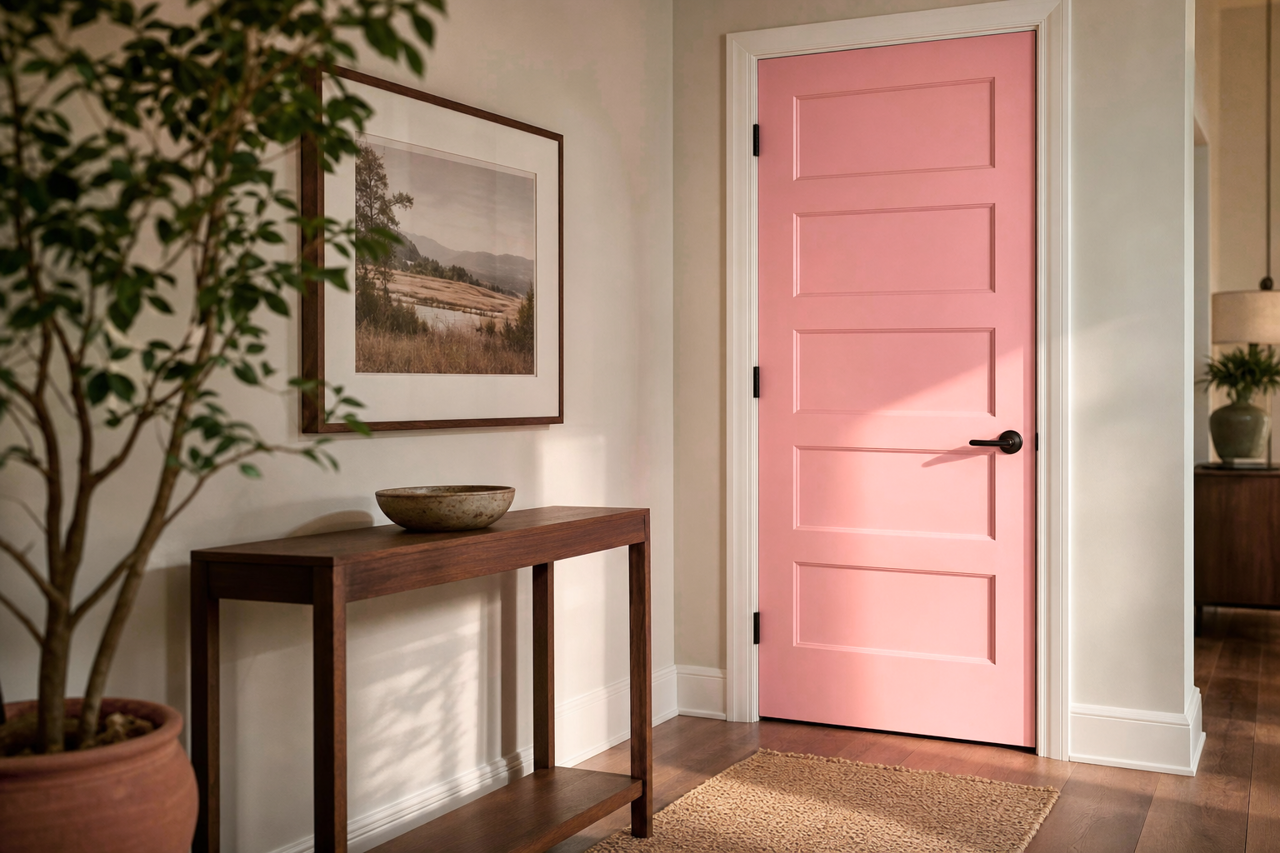 Pink by Benjamin Moore on interior-doors