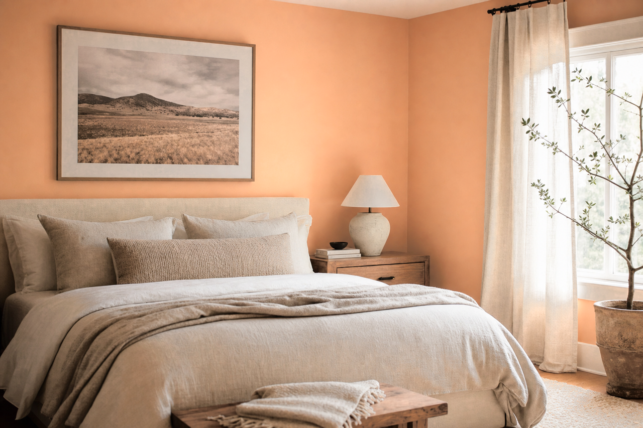 Perfect Peach by Valspar on interiors