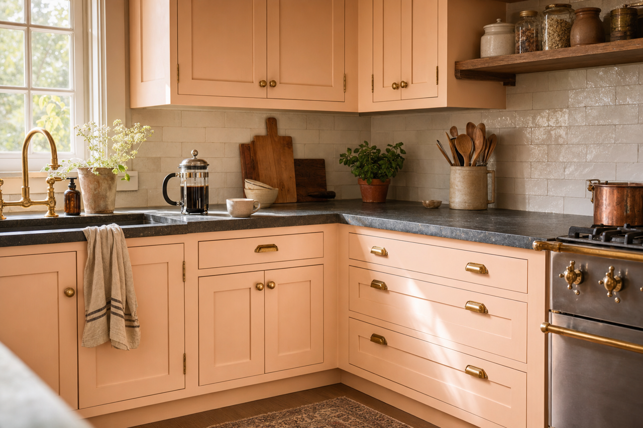 French Cream by Valspar on cabinets