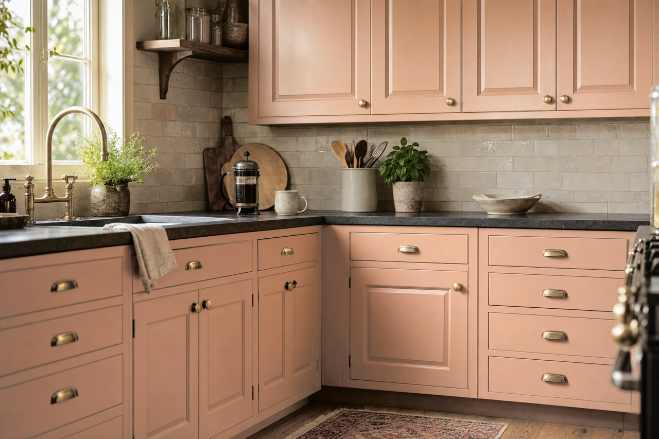 Cinnamon Brulee by Valspar on cabinets