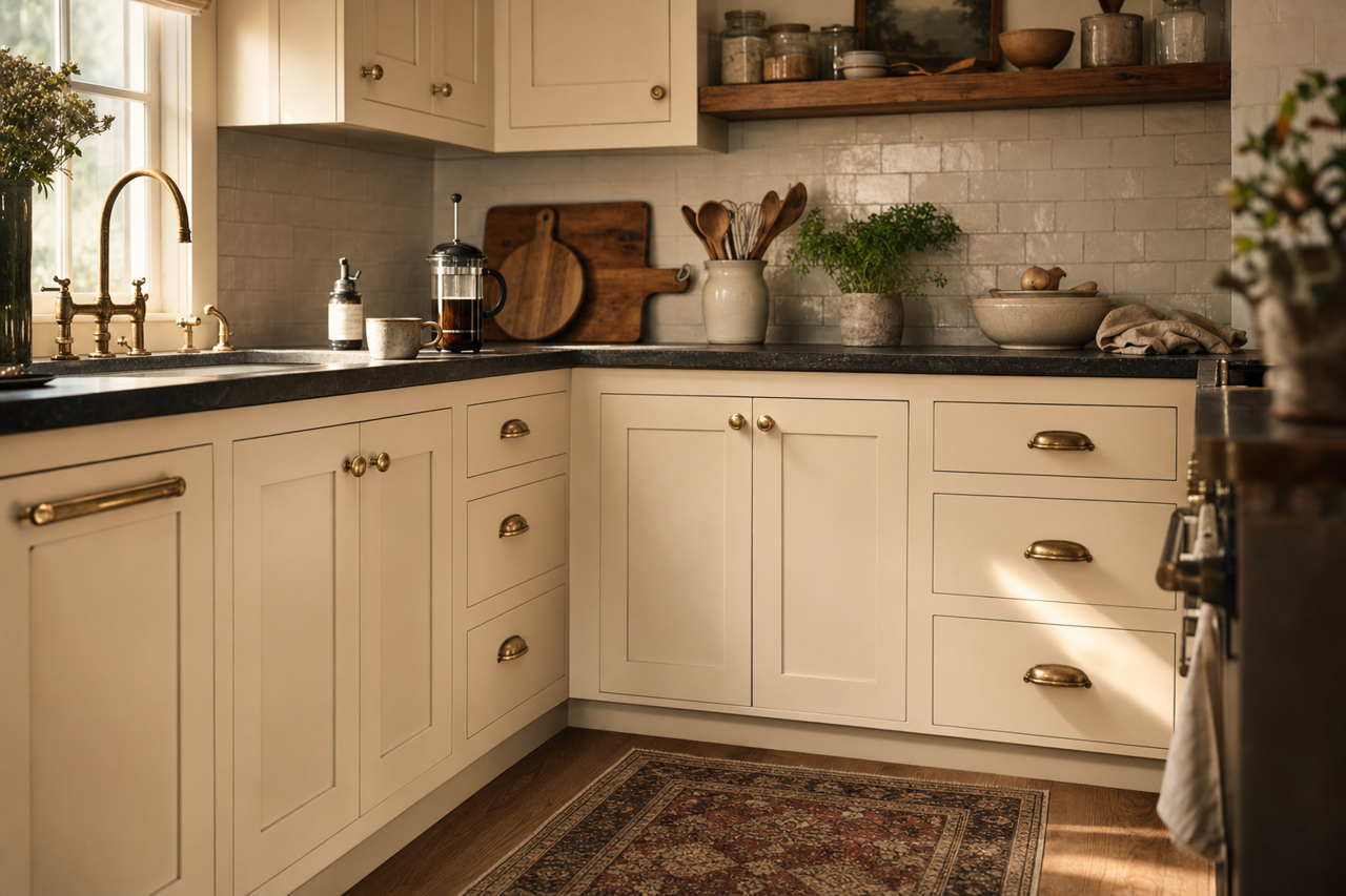Coconut Milk by Valspar on cabinets