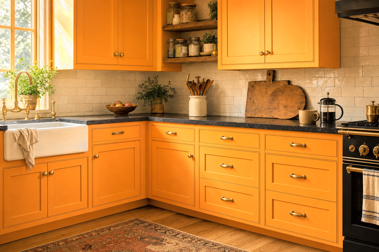 Buttercup Squash by Valspar on cabinets