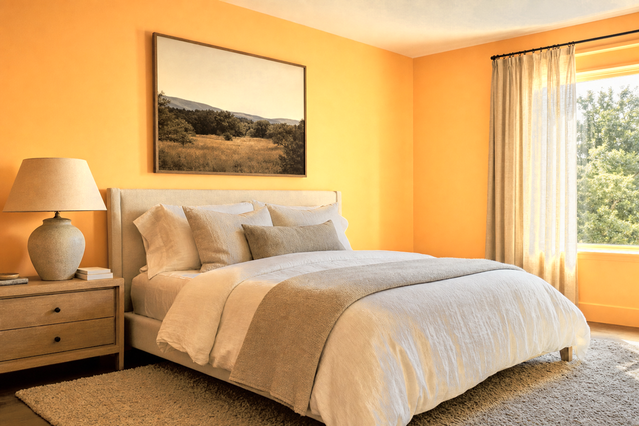 Cantaloupe Smile by Valspar on interiors