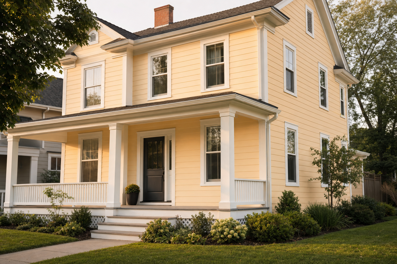 Cosmic Cream by Valspar on exterior