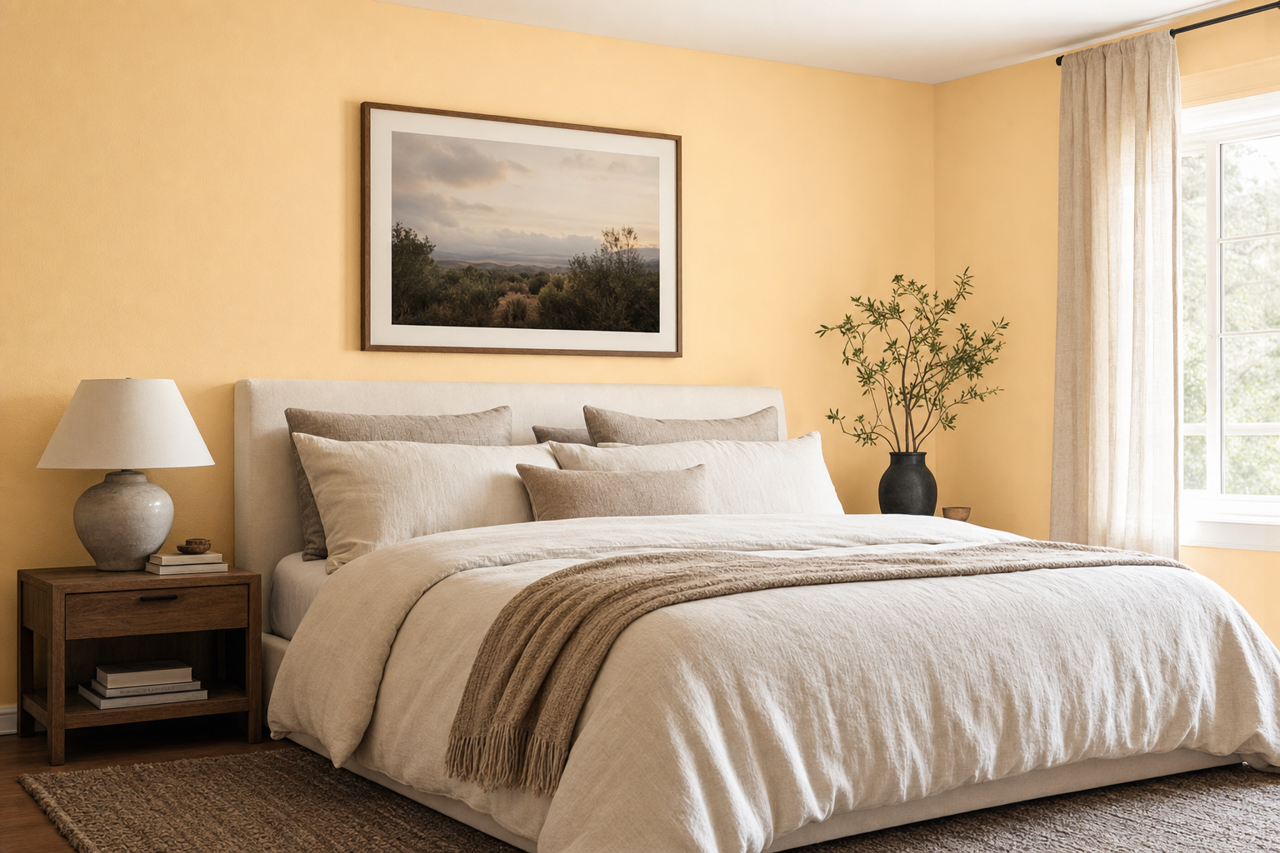 Cosmic Cream by Valspar on interiors
