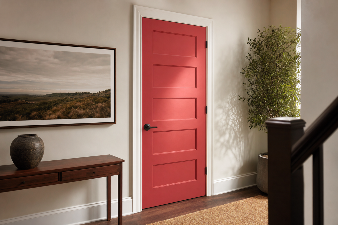 Rhubarb by Benjamin Moore on interior-doors