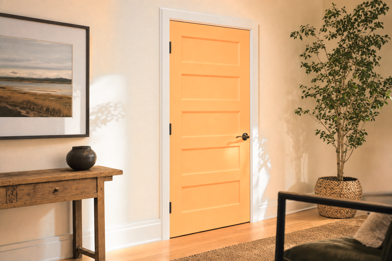 Tangerine Cream by Valspar on interior-doors