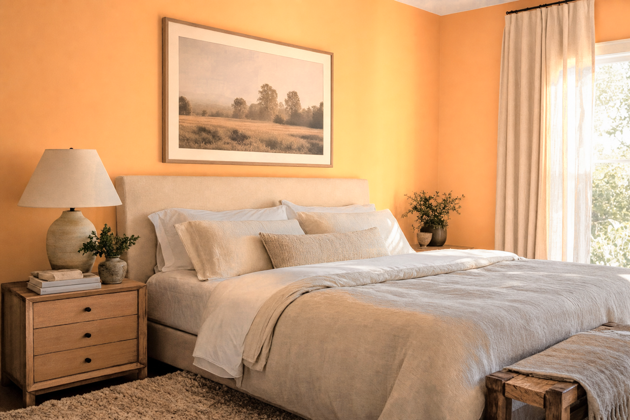 Tangerine Cream by Valspar on interiors