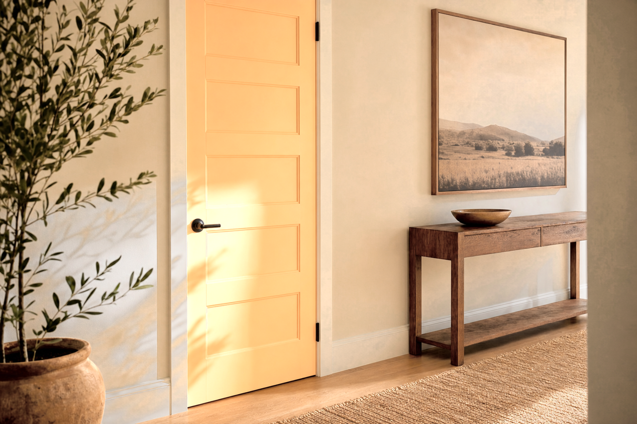Orange Mousse by Valspar on interior-doors