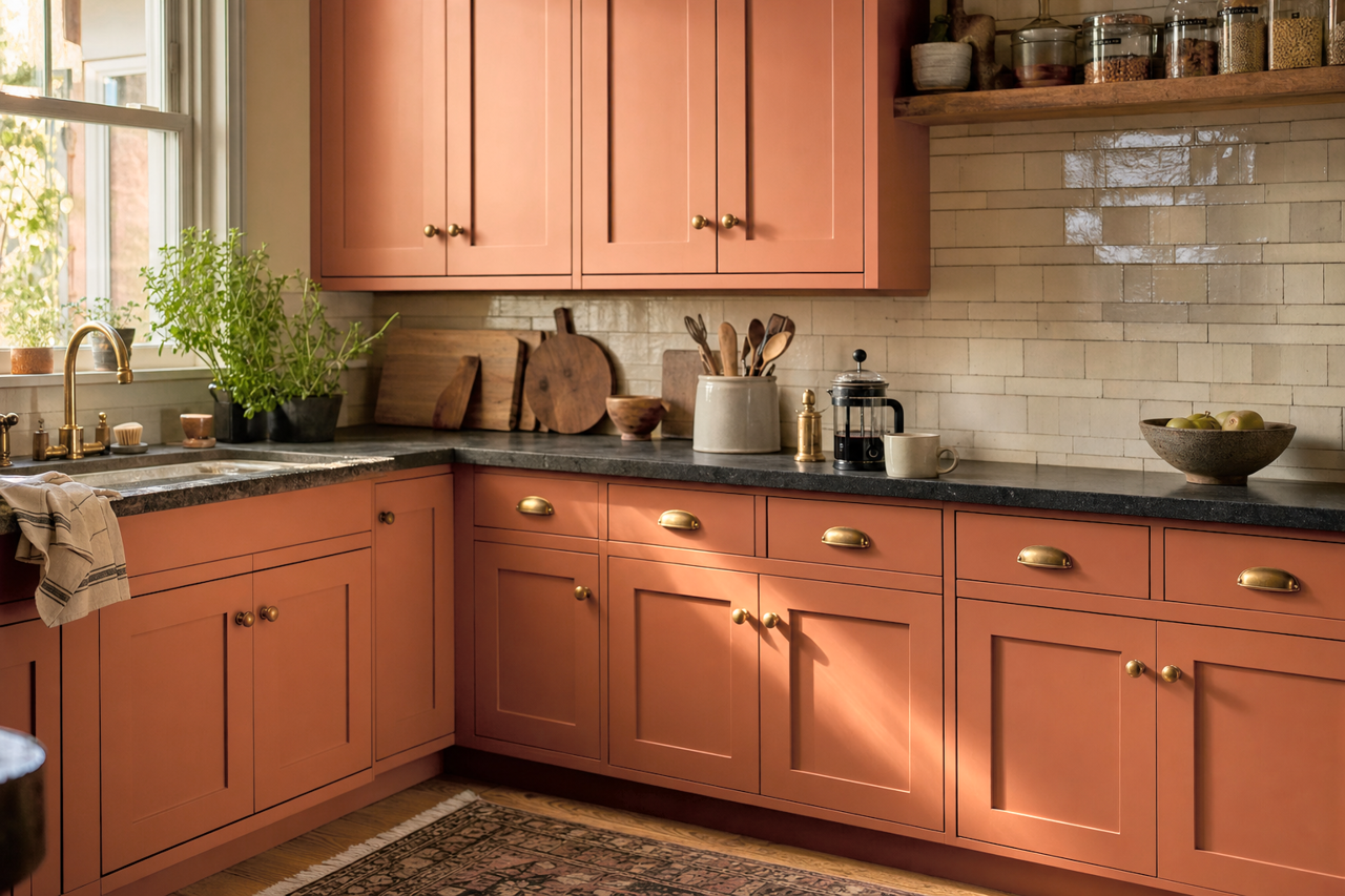 Cattle Drive by Valspar on cabinets