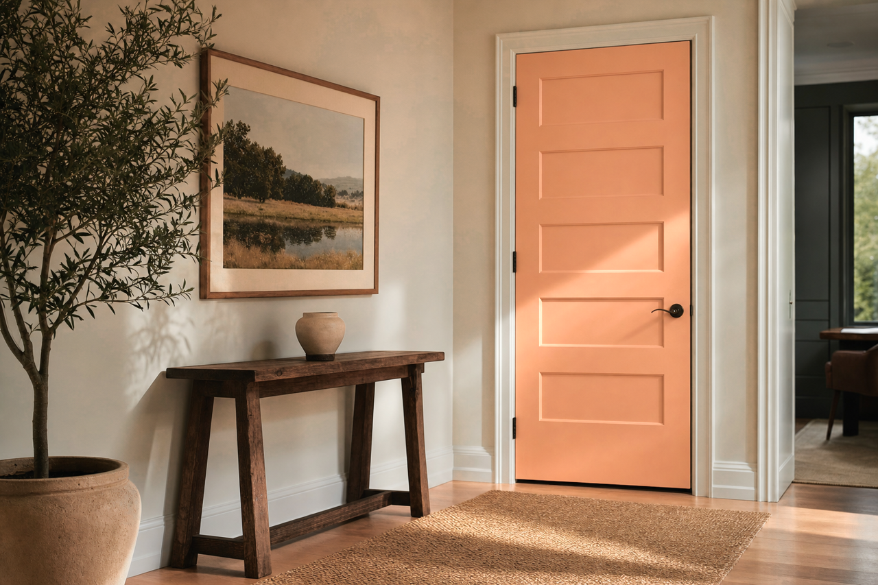 Peach Ice Cream by Valspar on interior-doors