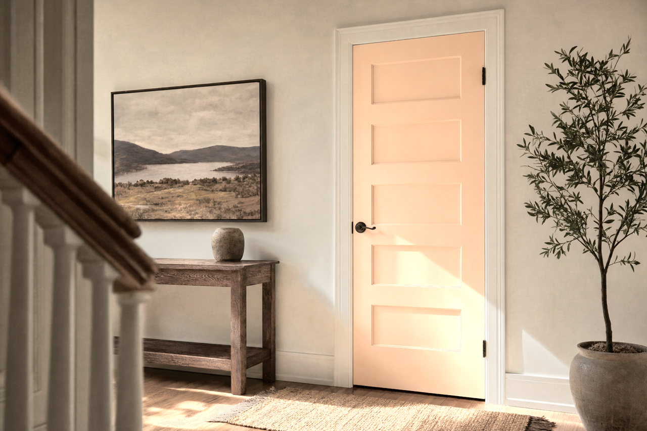 Peachy Confection by Valspar on interior-doors
