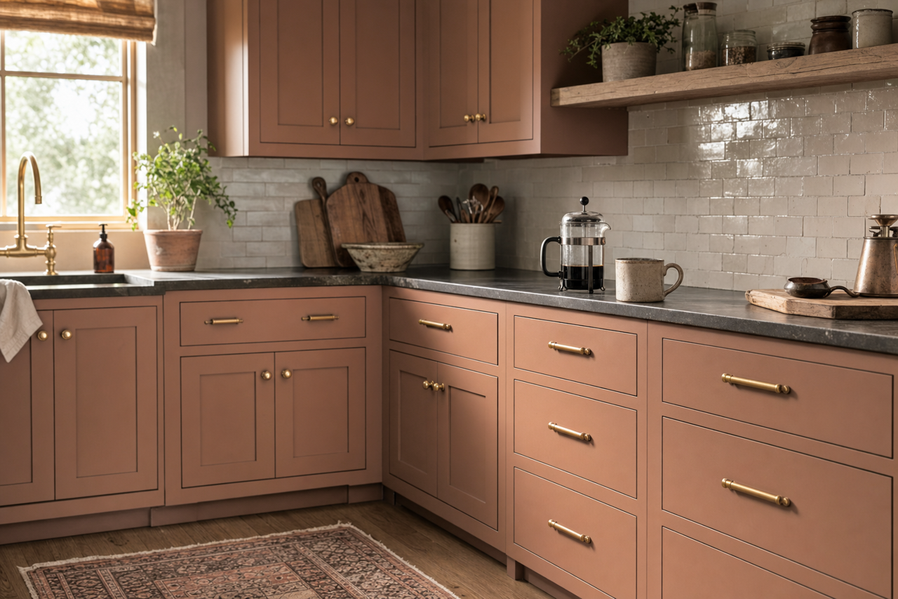 Rustic Earth by Valspar on cabinets