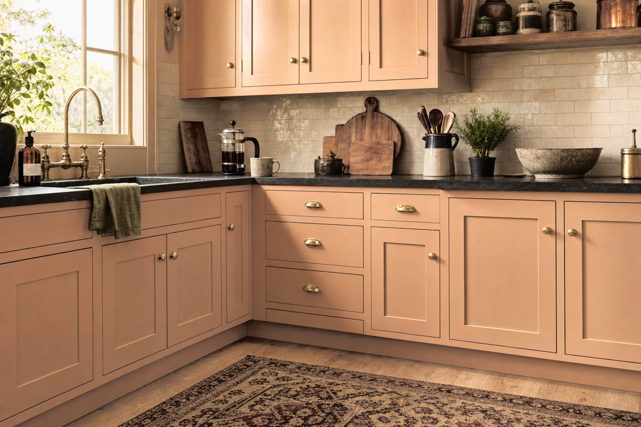 New Haven Clay by Valspar on cabinets