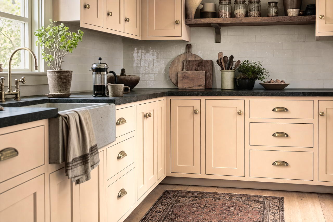 Sahara Sands by Valspar on cabinets