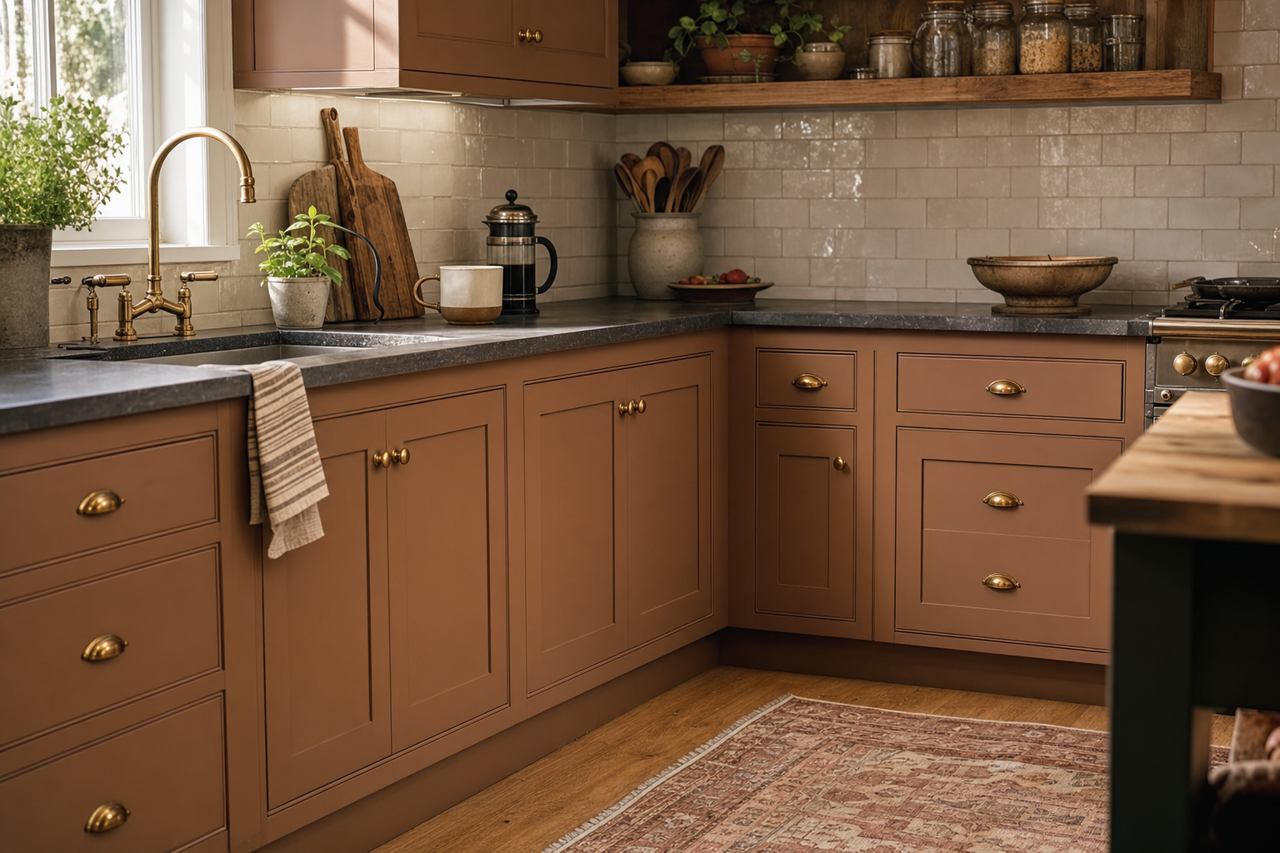 Shutter Brown by Valspar on cabinets