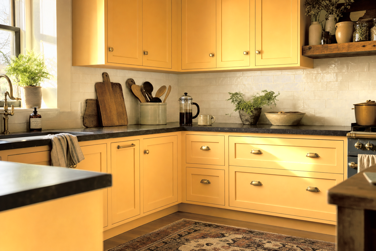 Bask in the Glow by Valspar on cabinets