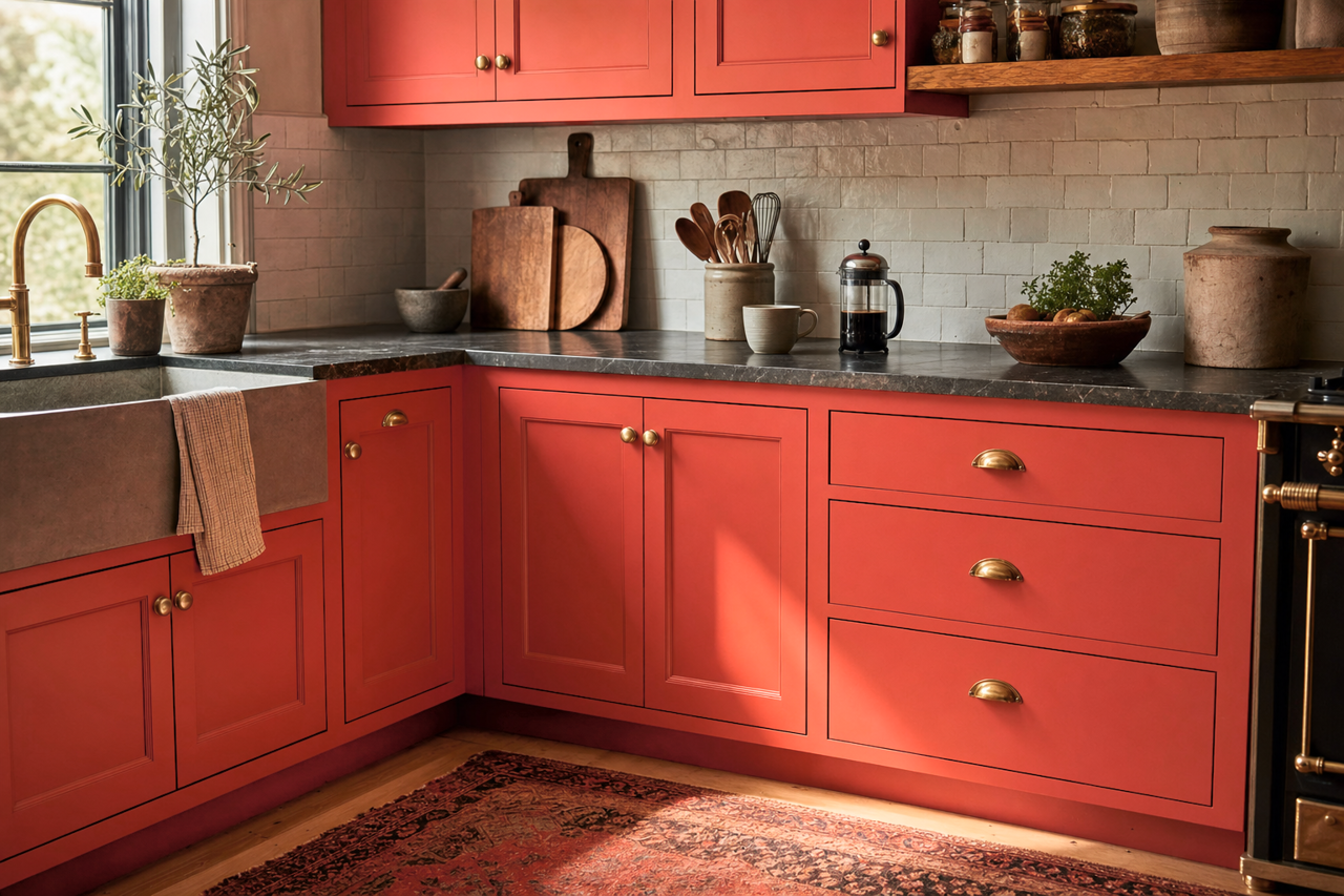 Claret by Benjamin Moore on cabinets