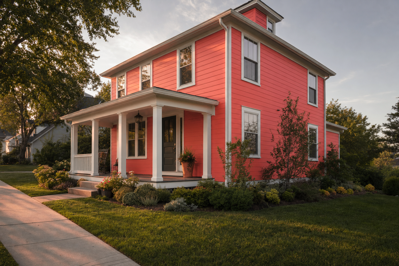 Raspberry by Benjamin Moore on exterior