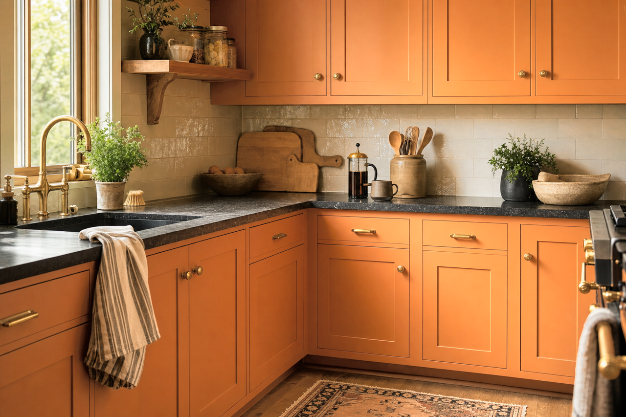 Coffee Whip by Valspar on cabinets