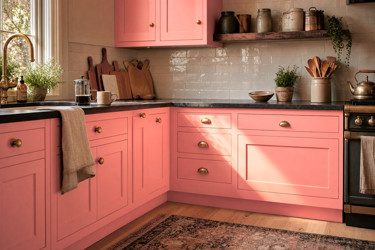 Hydrangea by Benjamin Moore on cabinets