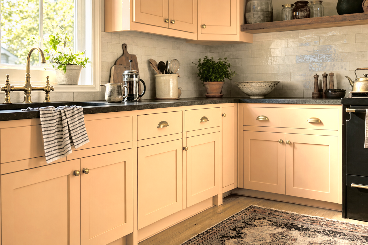 Honey Pecan by Valspar on cabinets