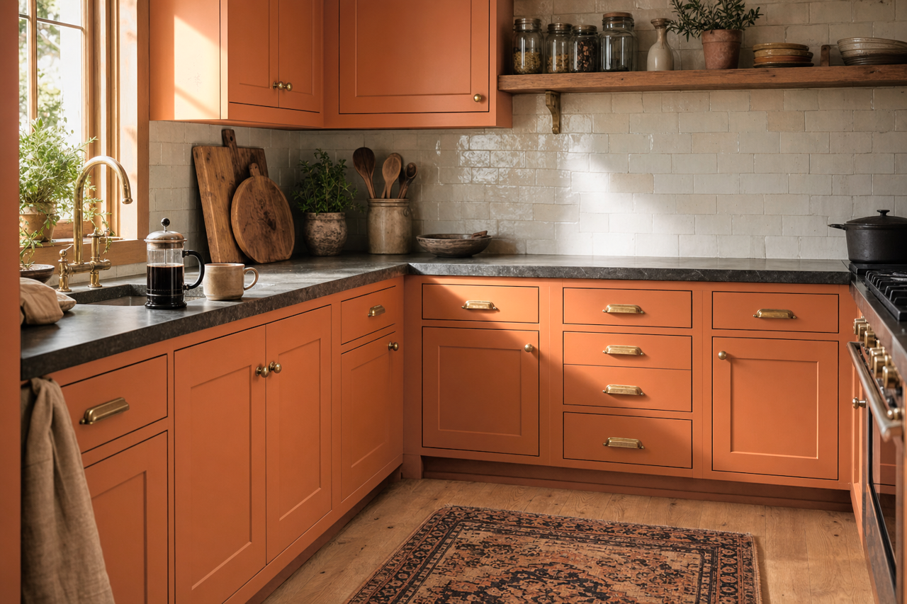 Fiesta by Valspar on cabinets