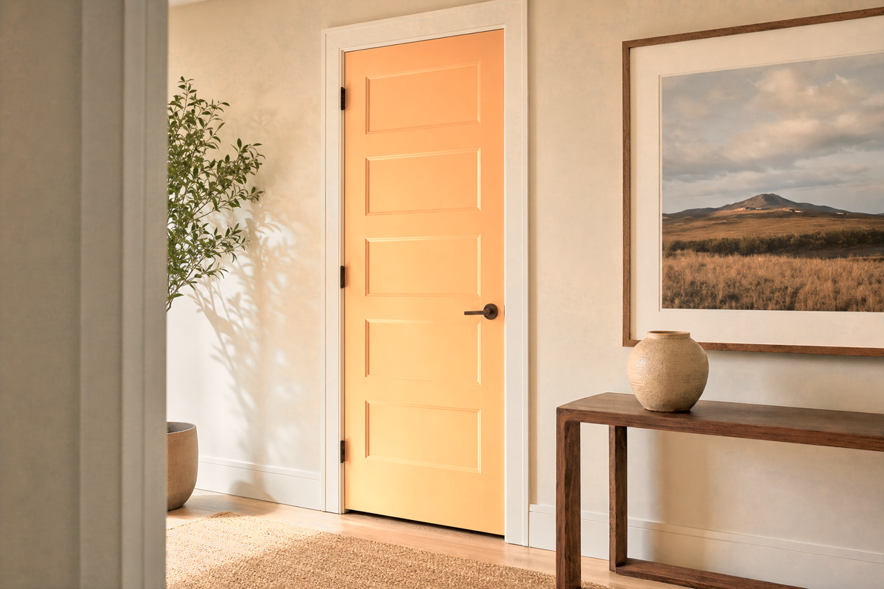 Orange Taffy by Valspar on interior-doors