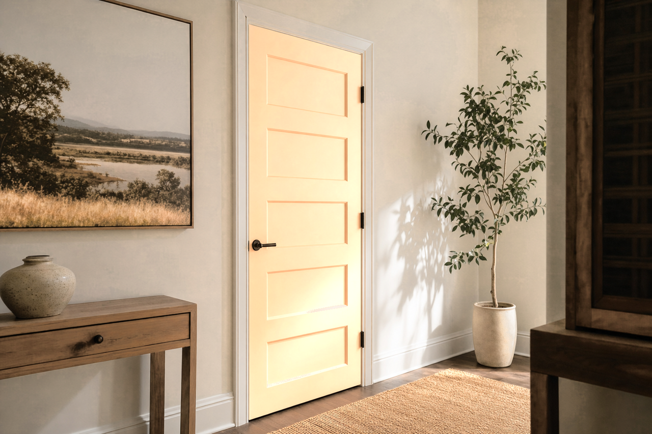 New Peach by Valspar on interior-doors