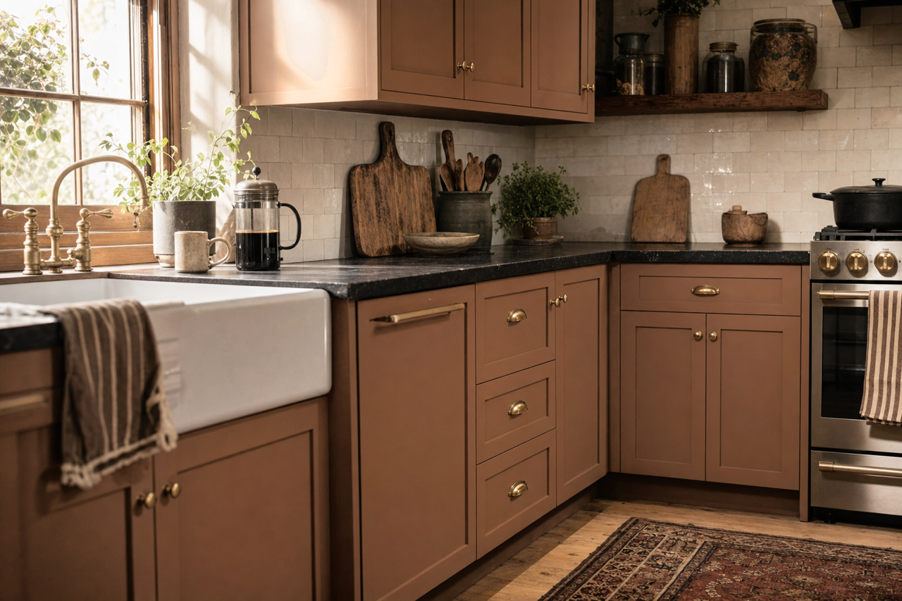 Natural Cork by Valspar on cabinets