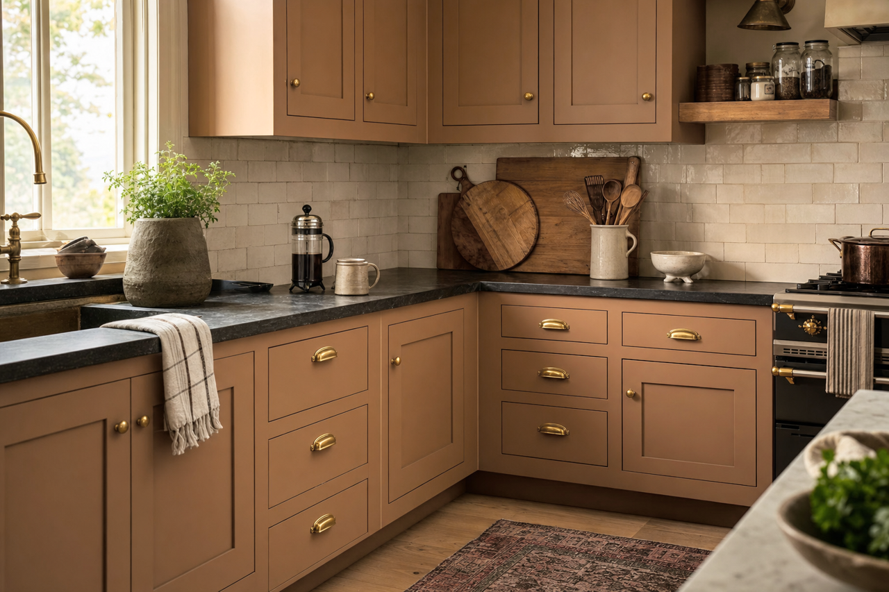 Standing Still by Valspar on cabinets