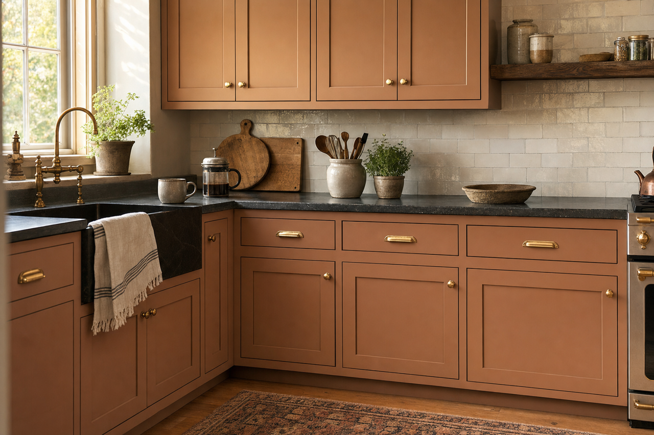 Sumatra Blend by Valspar on cabinets