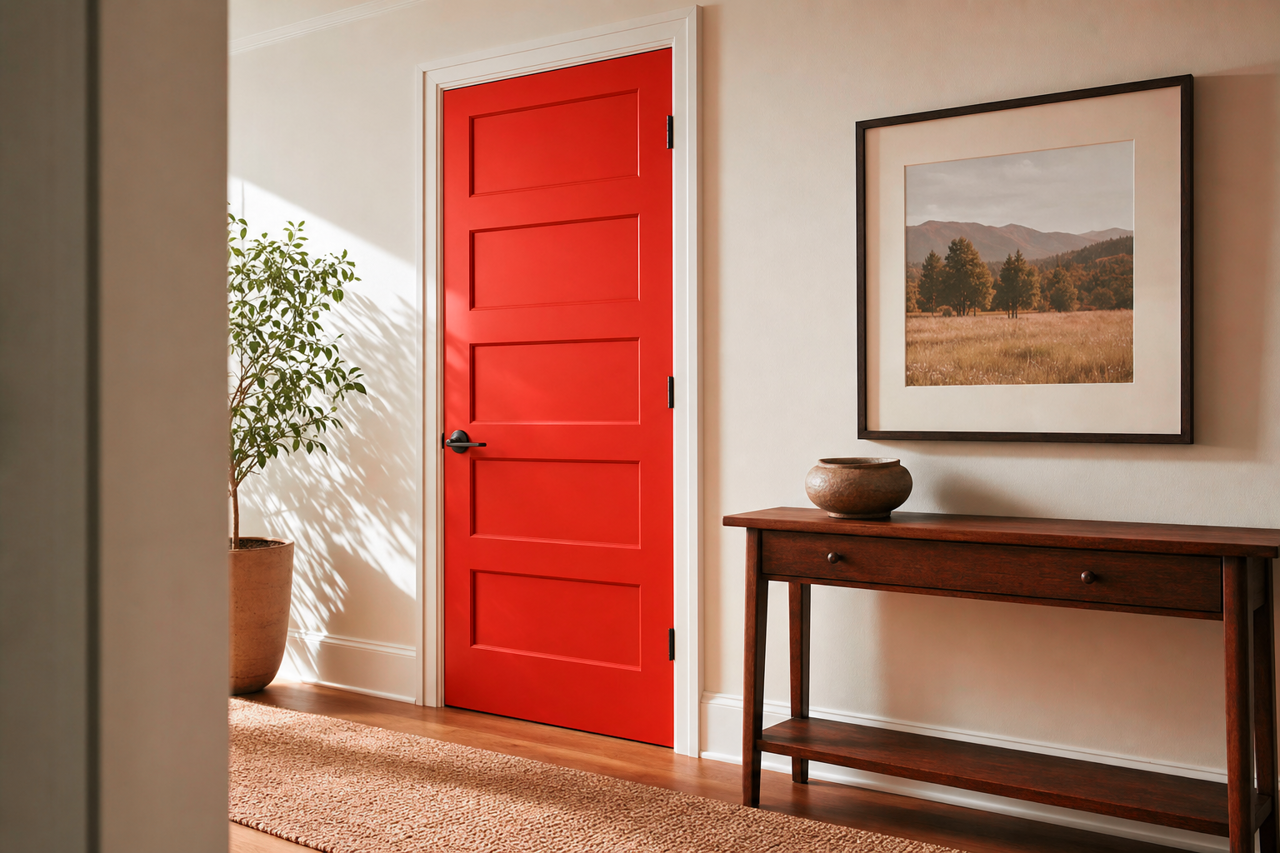 Redstone by Benjamin Moore on interior-doors